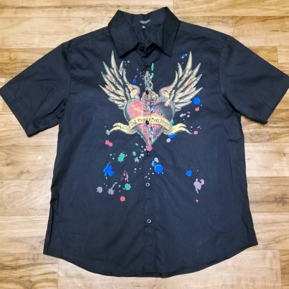 Mission winged heart shirt /Sz Xl